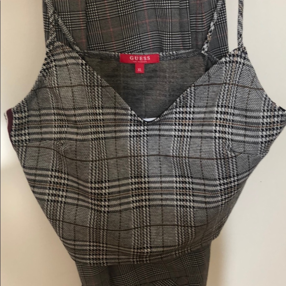Guess plaid trousers and plaid top